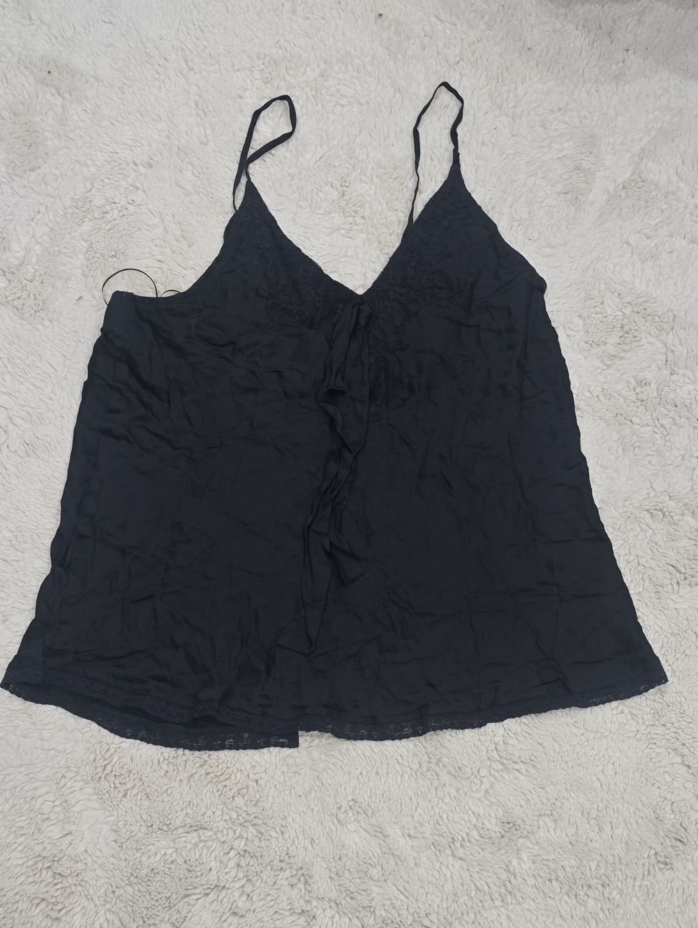 Free People Black Lace-Trim Spaghetti Strap Camisole